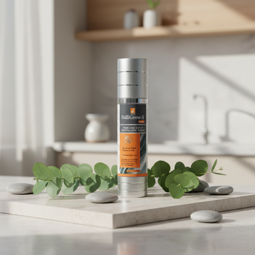 FolliGrow-S Hair And Scalp Serum in luxurious spa setting